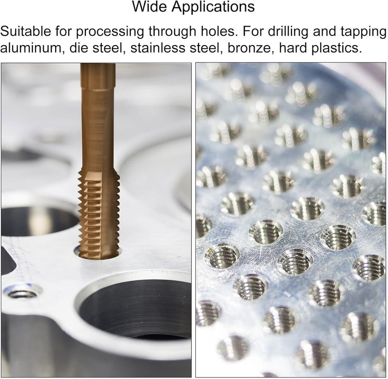 uxcell M2.5 x 0.45 Spiral Point Thread Tap and 2.1mm Twist Drill Bit Set, Metric Titanium Plated 6542 High Speed Steel Machine Screw Thread Tap Threading Tool - Image 4